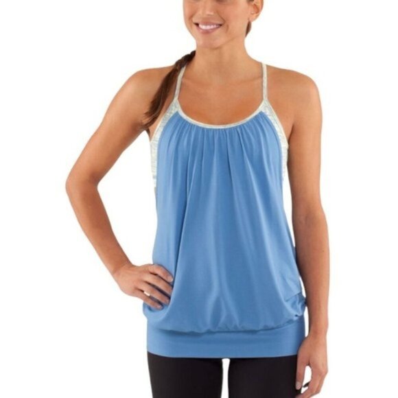 Lululemon No Limits Tank Limitless Blue / Wee Are From Space Polar Cream size 8 - Picture 3 of 10